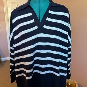 LOFT Navy V-Neck Knit Sweater